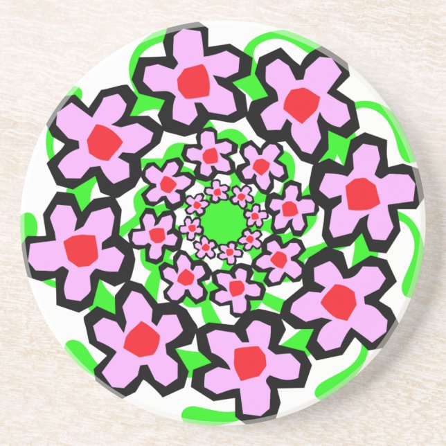Porta-copos De Arenito Floral (Frente)