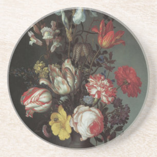 Porta-copos De Arenito Flores Barrocas Antigas por Balthasar van der Ast