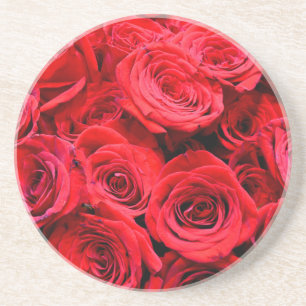 Porta-copos De Arenito Flores florais vermelhas Elegante Jardim Rosa verm