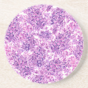 Porta-copos De Arenito Flores lilás cor-de-água rosa