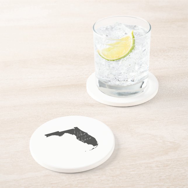 Porta-copos De Arenito Flórida Eu Gosto Daqui De Preto De Silhuette (Lateral)