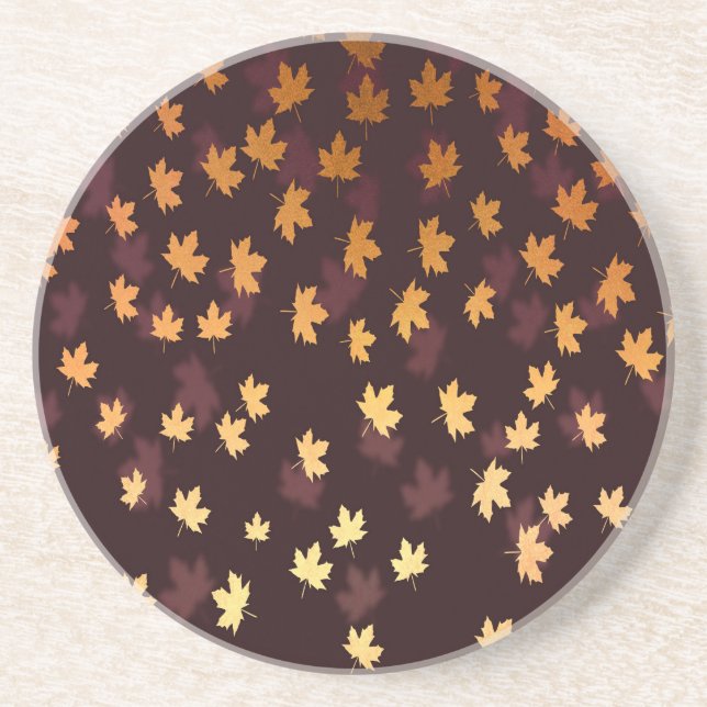 Porta-copos De Arenito Folha de Mapeamento Dourada em vermelho escuro (Frente)