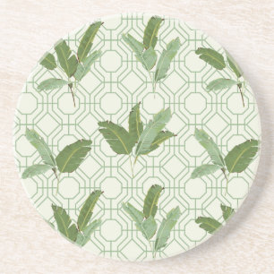 Porta-copos De Arenito Folhas de palmeira tropicais