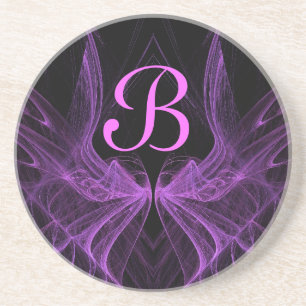 Porta-copos De Arenito Fractal Wings Series-1—porta copos roxa—1 de