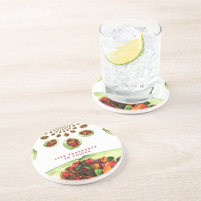 Porta-copos De Arenito Fragrância da vida: Mensagem Inspiracional Potpour (Lateral)