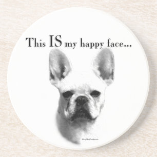 Porta-copos De Arenito Frenchie Happy Face