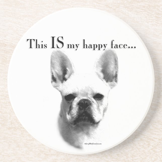 Porta-copos De Arenito Frenchie Happy Face (Frente)