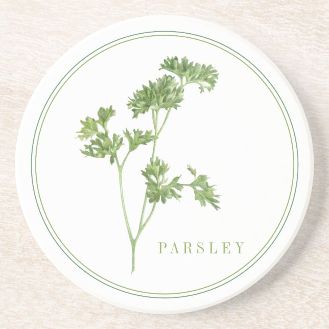 Porta copos de arenito FRESH PARSLEY Round (+texto (Frente)