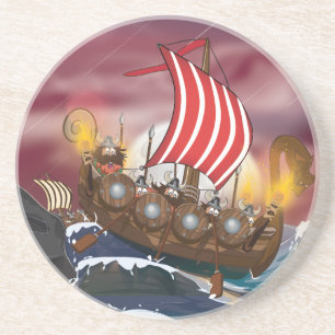 Porta-copos De Arenito Frota de Invasão de Navio Viking