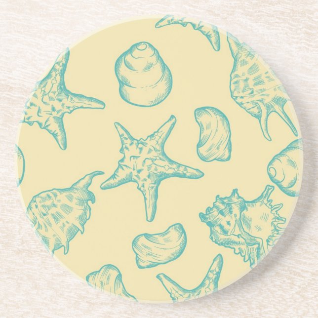 Porta-copos De Arenito Fundo com escudos. Mão tirada (Frente)