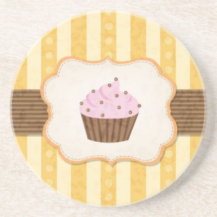 Porta-copos De Arenito Fundo do cupcake do vintage