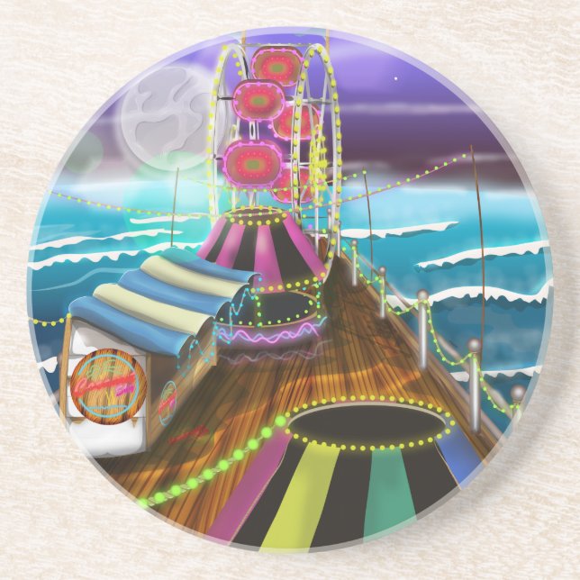 Porta-copos De Arenito Funfair Seaside Peer Arcade (Frente)