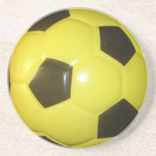Porta-copos De Arenito Futebol amarelo e preto.