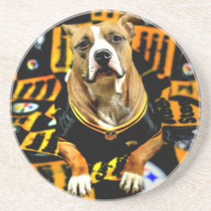 Porta-copos De Arenito Futebol do Cão de Salvação Pitbull Fanático