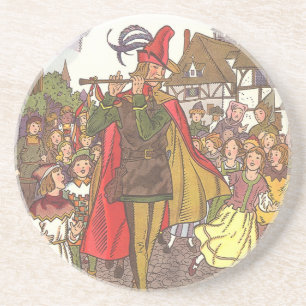 Porta-copos De Arenito Gaiteiro Pied do conto de fadas do vintage de