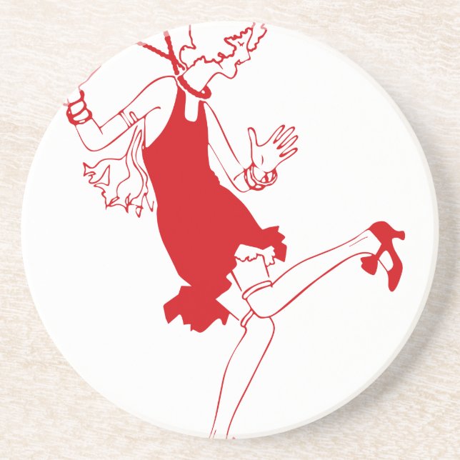 Porta-copos De Arenito garota vermelha (Frente)