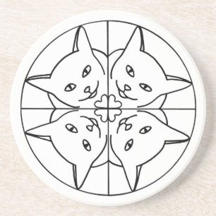 Porta-copos De Arenito Gato Lover Caleidoscópio Gatos Corações Portas cop