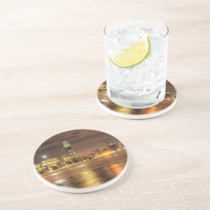 Porta-copos De Arenito Gelo derretido parcialmente em Charles River em