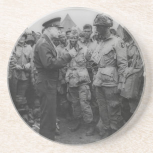 Porta-copos De Arenito General Dwight D. Eisenhower com Paraquedistas