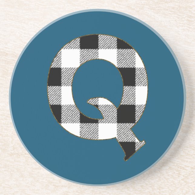 Porta-copos De Arenito Gingham Check Q (Frente)
