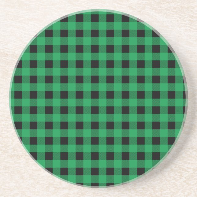 Porta-copos De Arenito Ginham Green e Black (Frente)