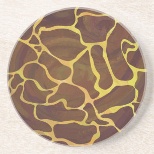 Porta-copos De Arenito Girafa Brown e Impressão amarelo