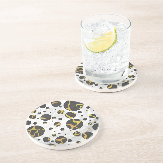 Porta-copos De Arenito Giraffe Brown e Impressão Amarelo (Lateral)