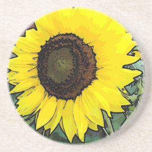 Porta-copos De Arenito Girassol Amarelo Grande