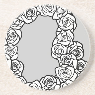 Porta-copos De Arenito Girly Vintage - rosas brancas