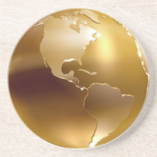 Porta-copos De Arenito Globo dourado Cosater