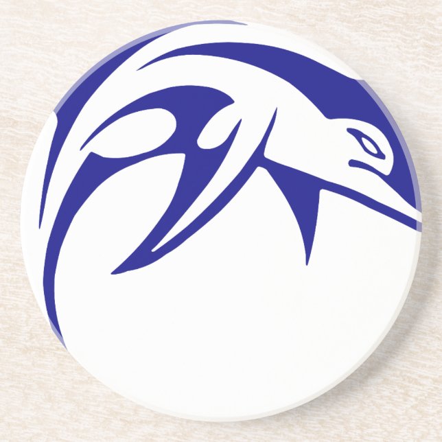 Porta-copos De Arenito Golfinho Azul (Frente)