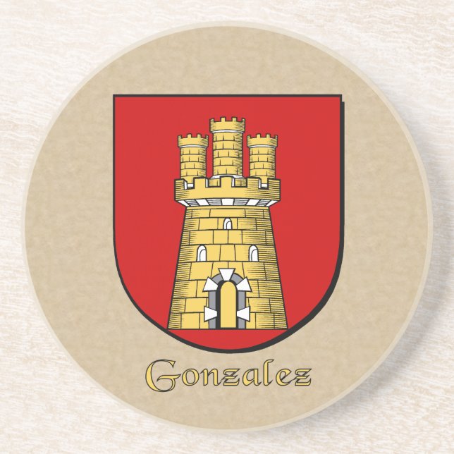 Porta-copos De Arenito Gonzalez Heraldic Shield (Frente)