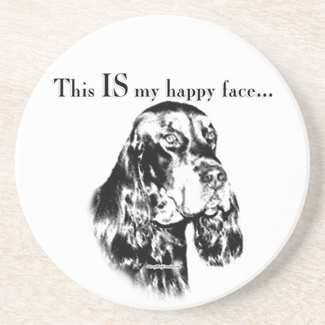 Porta-copos De Arenito Gordon Setter Happy Face (Frente)