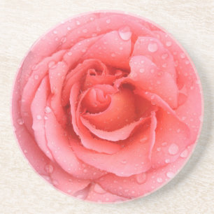 Porta-copos De Arenito Gotas Românticas de Água Rosa Rosa Rosa Vermelha