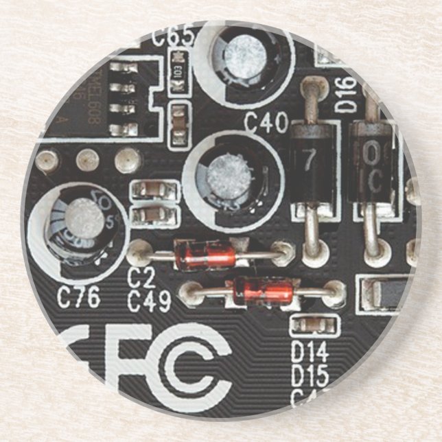 Porta-copos De Arenito Gráfico de Conselho de Circuito de Geeks Quirky (Frente)