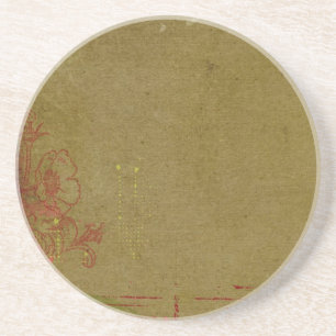 Porta-copos De Arenito Grafite Grungente Com Floral Vermelho