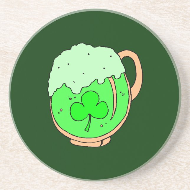 Porta-copos De Arenito Green Beer St. Patrick's Sandstone Coaster (Frente)