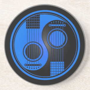 Porta-copos De Arenito Guitarra acústicas azuis e pretas Yin Yang