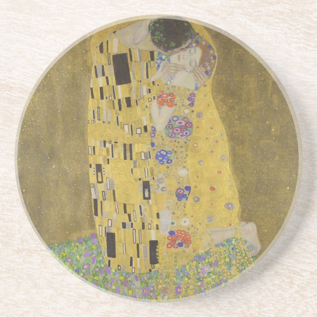 Porta-copos De Arenito Gustav Klimt "O Beijo" (Frente)