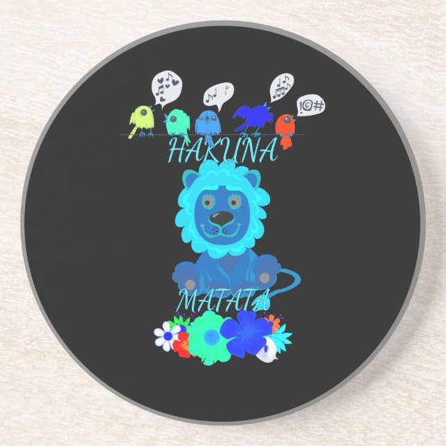 Porta-copos De Arenito Hakuna Matata Lion Art Impressão (Frente)