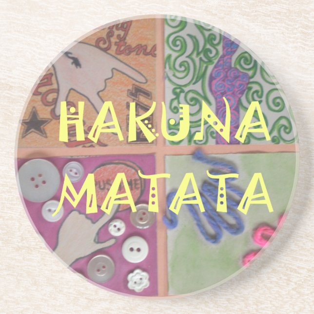 Porta-copos De Arenito Hakuna Matata - Sinal de Arte Impressão (Frente)