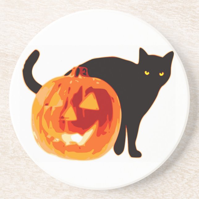 PORTA-COPOS DE ARENITO HALLOWEEN BLACK CAT E PUMPKIN (Frente)