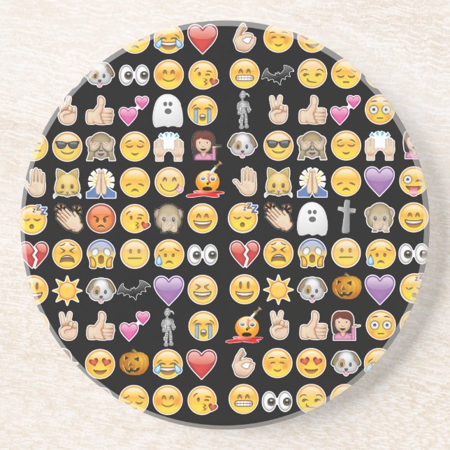 Porta-copos De Arenito halloween emoji (Frente)