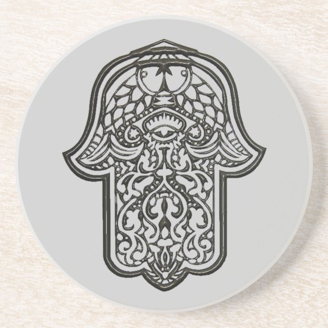 Porta-copos De Arenito Henna Hand of Hamsa (Original) (Frente)