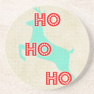 Porta-copos De Arenito ho ho ho ho ho ho ho rena vermelho natal vintage