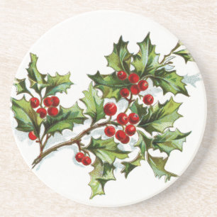 Porta-copos De Arenito HollyBerries20150801