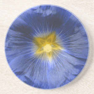 Porta-copos De Arenito Hollyhock Flower Belinda Blue Portas copos