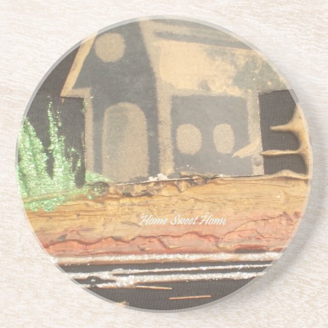 Porta-copos De Arenito Home Sweet Home Art Impressão (Frente)