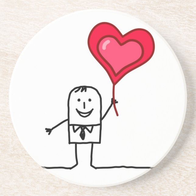 Porta-copos De Arenito Homem & coração (Frente)