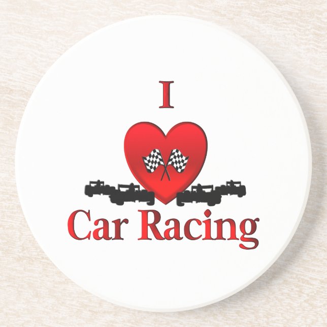 Porta-copos De Arenito I Heart Car Racing (Frente)